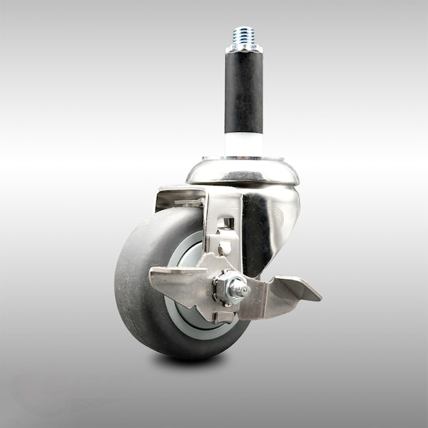 3 Inch 316SS Thermoplastic Rubber Swivel 3/4 Inch Expanding Stem Caster Brake